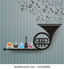 Retro musical background with trumpet.