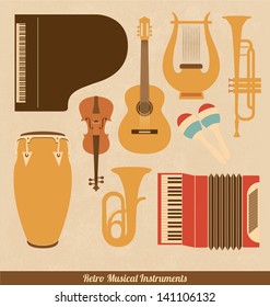 Retro Musical Instruments Set