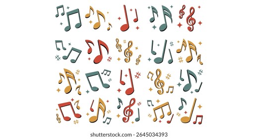 Retro Musical Note Set Collection