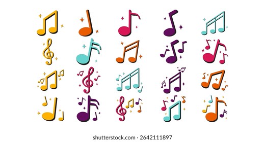 Retro Musical Note Vector Collection