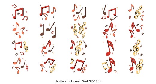 Retro Musical Note Vector Collection