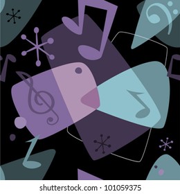 Retro Musical Notes Seamless Pattern Vector