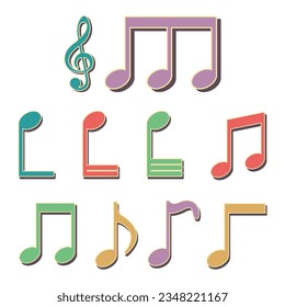 Retro Notas musicales Colecciones de arte vectorial