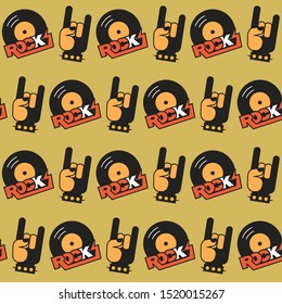 retro musical vector pattern with vinyl