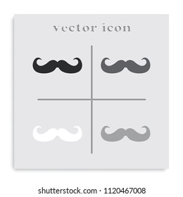 Retro mustache flat black and white vector icon.