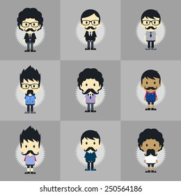 retro mustache guy set