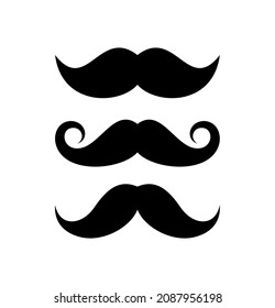 Retro mustache icons set. Old style mustaches. Accessory, plate for a photo session. Isolated vector illustration on white background.