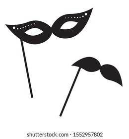 Retro mustache and mask vector icon props.