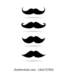 Retro mustache vector set isolated on white background