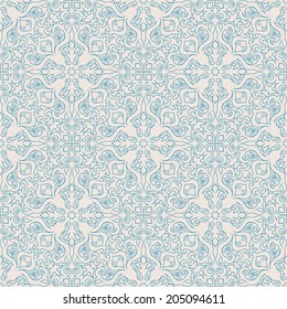 Retro natural abstract blue pattern on a beige background. vector illustration