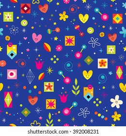 retro nature abstract art swatch seamless pattern