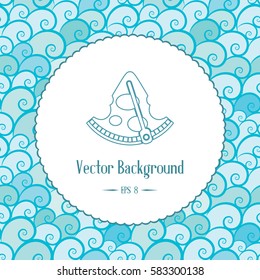Retro nautical background with emblem and waves. Vector template for logo design of travel agencies, tourist offices, boat rental or cruise.