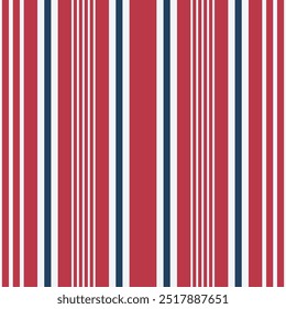 Retro Nautical vertical stripes red blue Vector seamless pattern