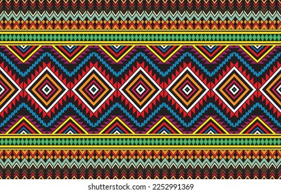 Retro Navajo tribe vector seamless design in various colors. Print of Aztec Fancy Geometric Art. Wallpaper, Fabric Design, Fabric, Paper, Cover, Textile, Weave, and Wrap are all terms that can be used
