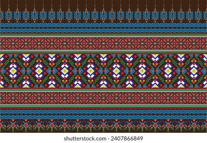 Retro Navajo tribe vector seamless design in various colors. Print of Aztec Fancy Geometric Art. Wallpaper, Fabric Design, Fabric, Paper, Cover, Textile, Weave, and Wrap are all terms that can be used