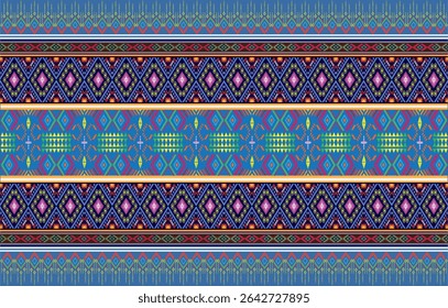 Retro Navajo tribe vector seamless design in various colors. Print of Aztec Fancy Geometric Art. Wallpaper, Fabric Design, Fabric, Paper, Cover, Textile, Weave, and Wrap are all terms that can be used