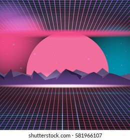 Retro Neon Background Design illustration Vector