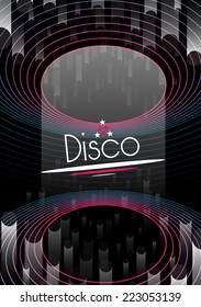 Retro Neon Disco Party Flyer Template - Vector Illustration