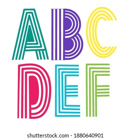 Retro neon font design from a to f in capital form. Letter A, B, C, D, E and F.
For clothes design , logo etc.