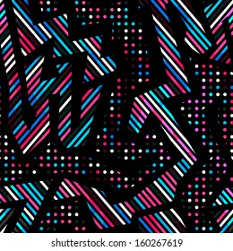retro neon geometric seamless pattern