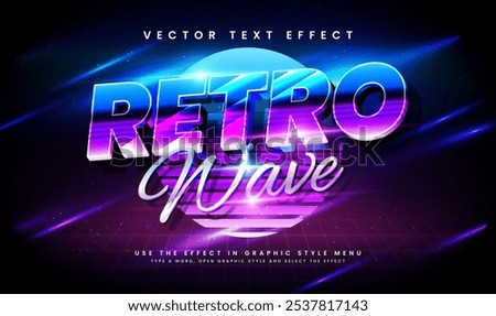 Retro neon glowing theme, editable vector text effect. Suitable for night event party.