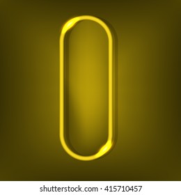 Retro neon lamp yellow color. Neon abstract ellipse. Vector electric frame. Abstract electric background