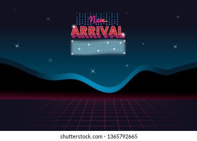 Retro neon landscape background vector