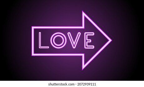 Retro neon Love sign background.Circle shapes with vivid gradient.vividnessValentines day.neon love sign icon.Futuristic love slogan print with 3D neon sign effect.Love you neon text with heart.eps10 