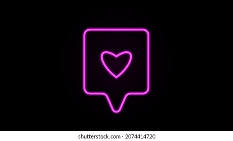 Retro neon Love sign background.Circle shapes with vivid gradient.vividnessValentines day.neon love sign icon.Futuristic love slogan print with 3D neon sign effect.Love you neon text with heart.purple