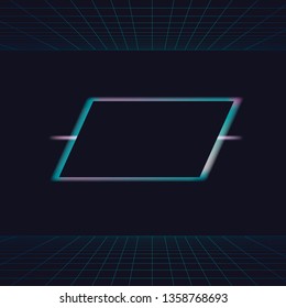 Retro neon rectangle badge vector