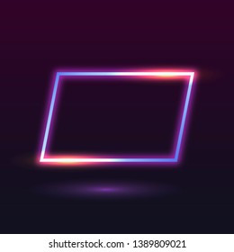 Retro neon rectangle badge vector