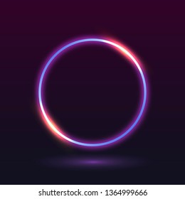 Retro neon round badge vector