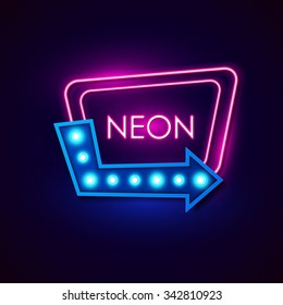 Retro neon sign. Vector illustration.