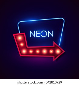 Retro neon sign. Vector illustration.