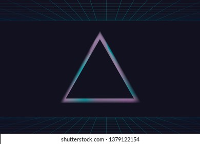 Retro neon triangle badge vector