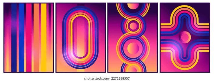 retro neon vintage 70s style stripes background poster lines. shapes vector design graphic 1970s retro background. abstract stylish 70s era line illustration Retrowave, synthwave, rave, vapor wave