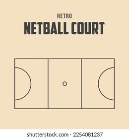 Retro Netball Court Vector Stock Illustration