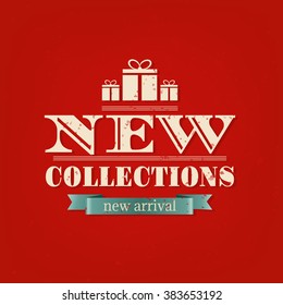 Retro New Collections Poster With Gradient Mesh, Vector Illustration