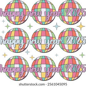 Retro New Year 2025, Happy  Year 2025,   PNG, New Year , Sublimation Design Bundle, Vintage New Year, Countdown to 2025, New  Clipart, Festive Graphics, Holiday Sublimation, Retro Par