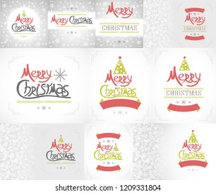Retro New Year and Christmas set of backgrounds.