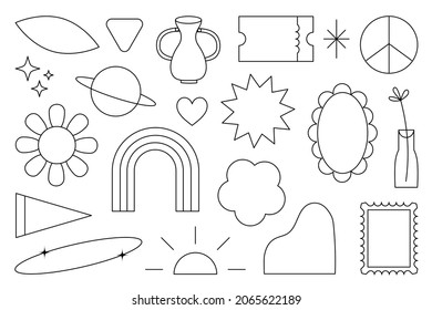 Retro nostalgic 90s flat elements sketch illustration design