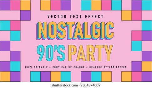 Retro Nostalgic 90's Party Text Effect