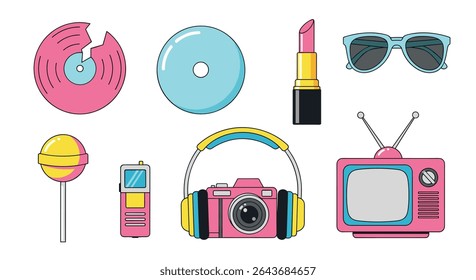 Retro and Nostalgic Aesthetic Still Life of Fun Objects from the 1980s