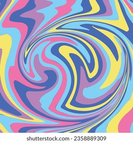 Ilustración retro nostálgica de onda líquida de 1990 con fondo amarillo rosa azul. Tendencia de 2023 SHOTLIST1990