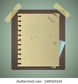 Retro notepad, page, paper - vector illustration EPS 10.