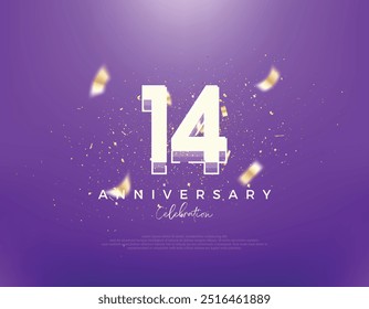 Retro number 14th on a modern blue background. Premium background vector design. Premium vector for poster, banner, celebration greeting.