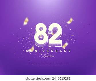 Retro número 82 sobre un fondo azul moderno. Diseño de Vector de fondo de Premium. Vector de Premium para póster, Anuncio, celebración y saludo.