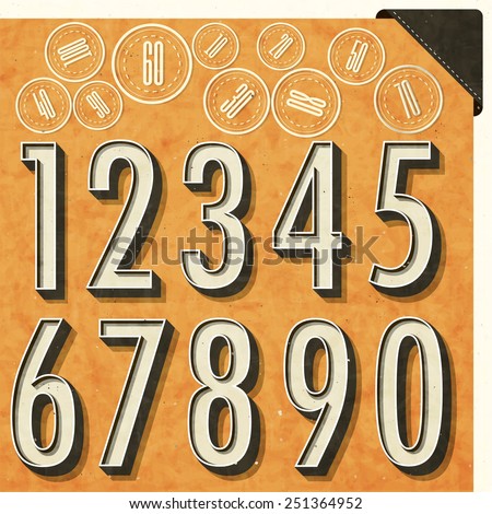 Retro number design. Editable numbers in new vintage style. Vector typography.
