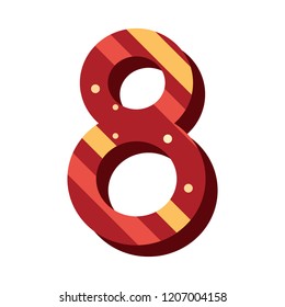 retro number eight font on white background