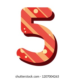 retro number five font on white background